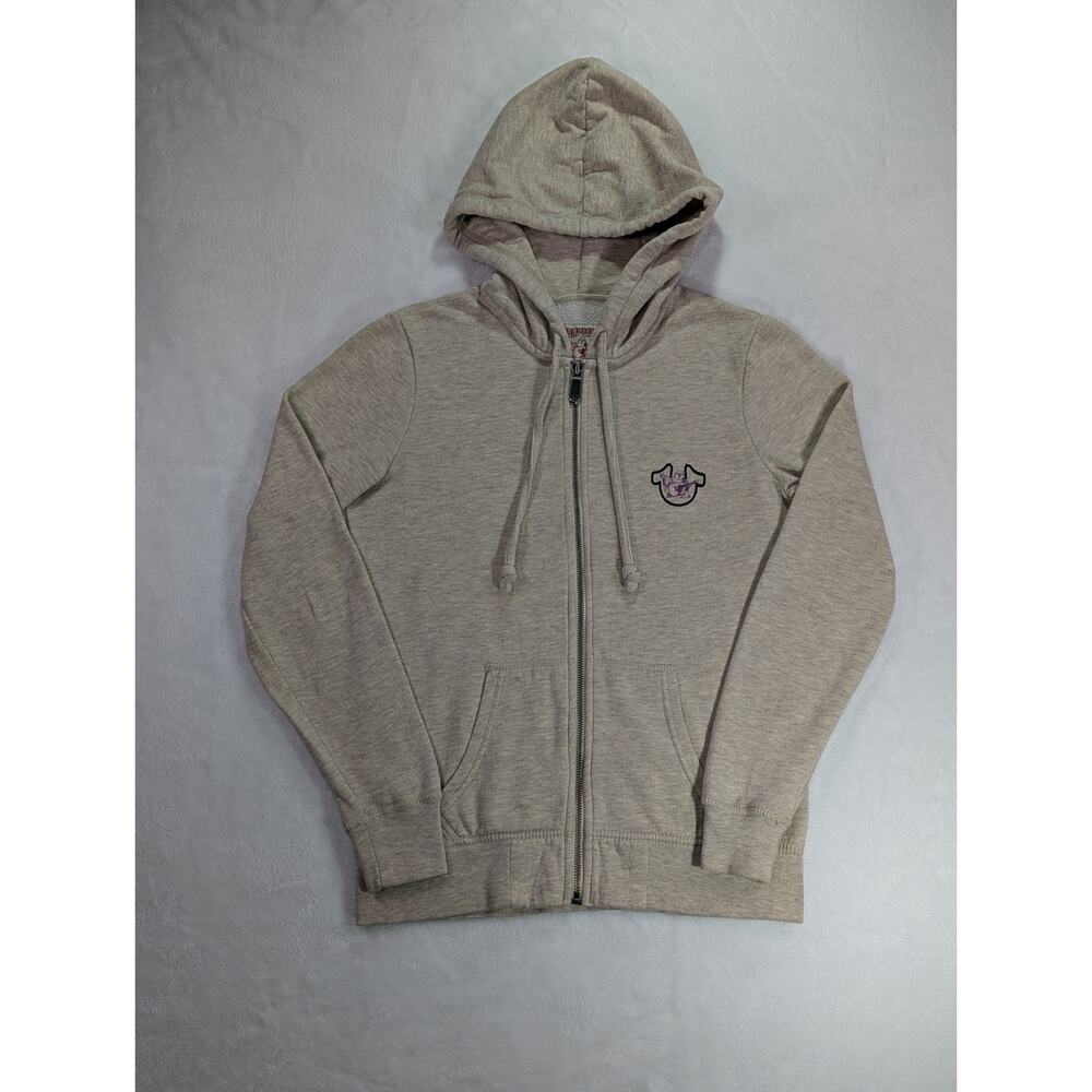 True Religion Sz S Beige Buddha Seal "Fashion for the Senses" Zip Up Hoodie VTG